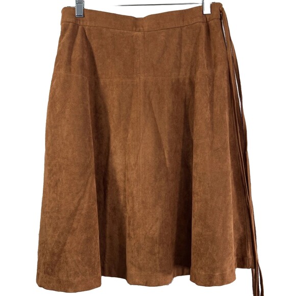 Octavia Faux Suede Knee Length Skirt Boho Fall Winter Size Medium - Picture 4 of 14